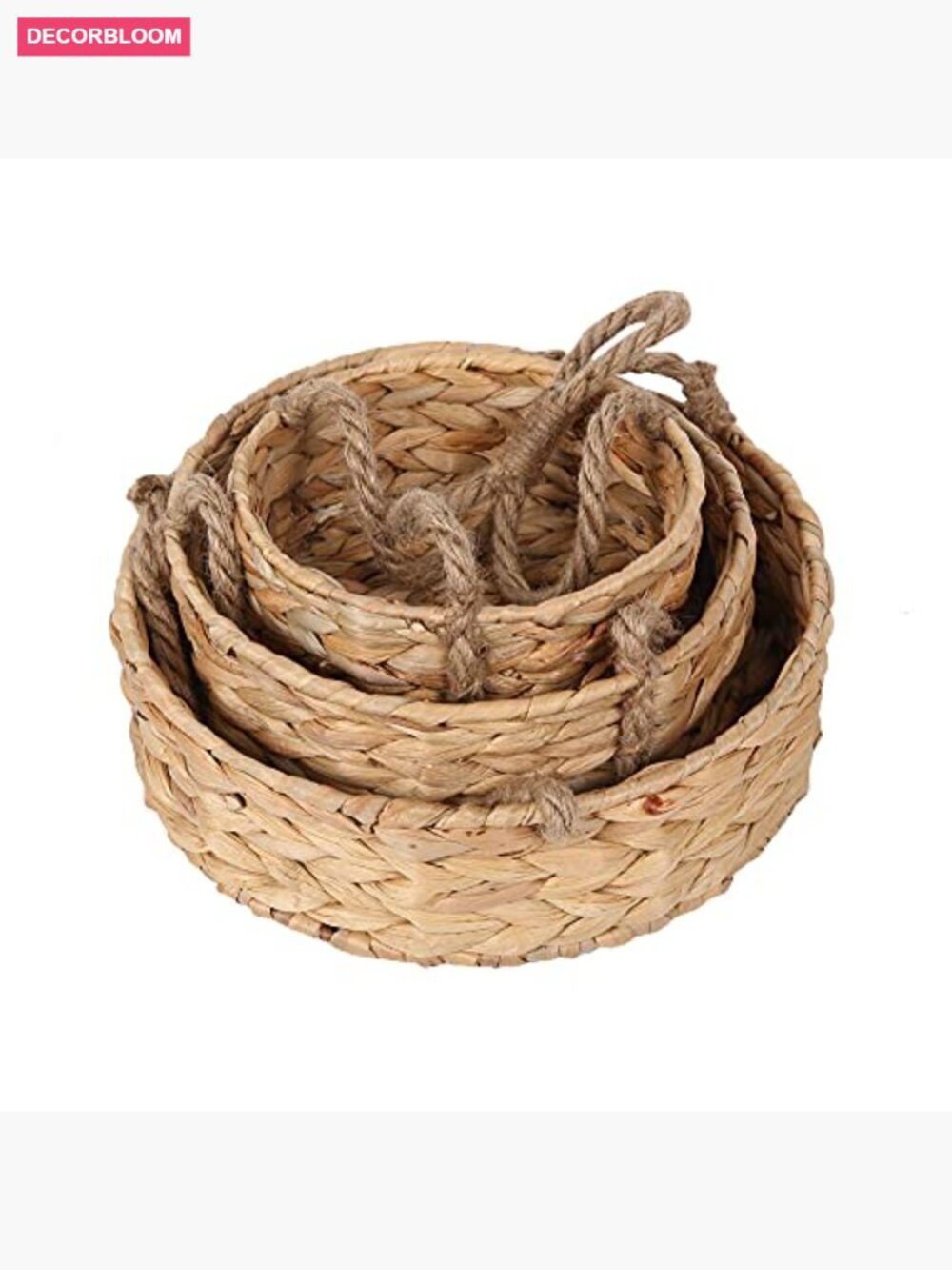 3 Tier Hanging Fruit Basket Handmade Water Hyacinth Wall Storage - Picture 4 of 7